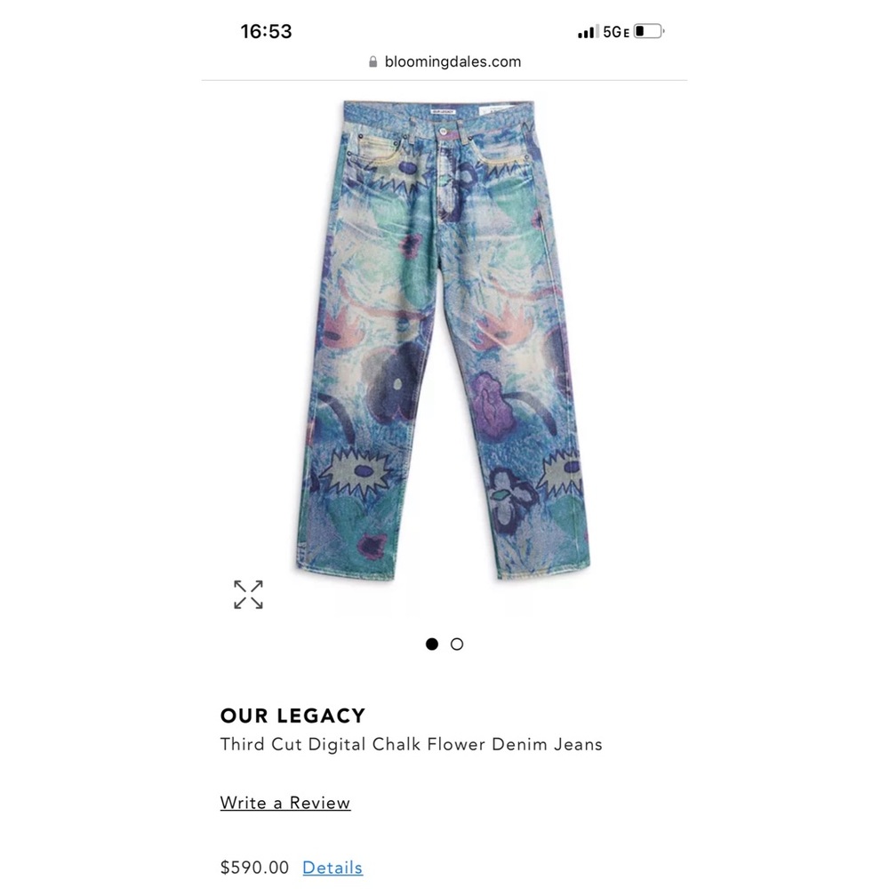 Our Legacy Chalk Flower Denim Jeans sz 29
